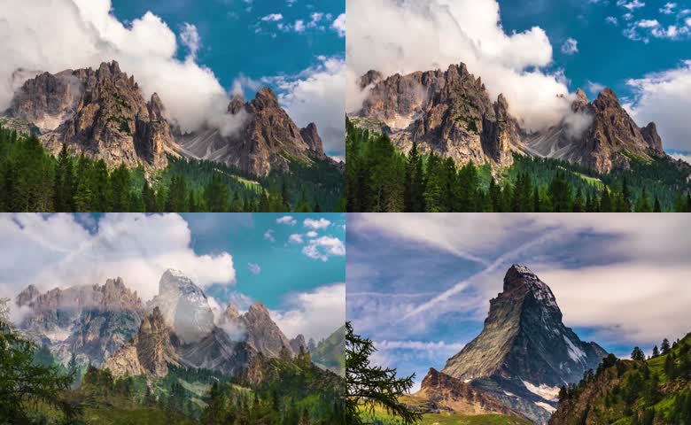 云雾环绕岩石山峰
