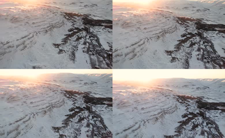 冬日雪原日出全景