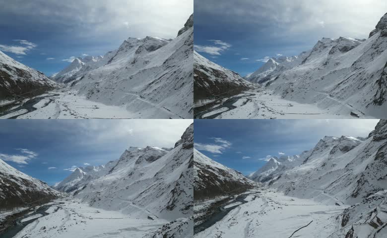 冰雪覆盖高山河谷
