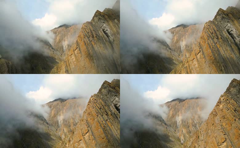 陡峭的岩壁山峰
