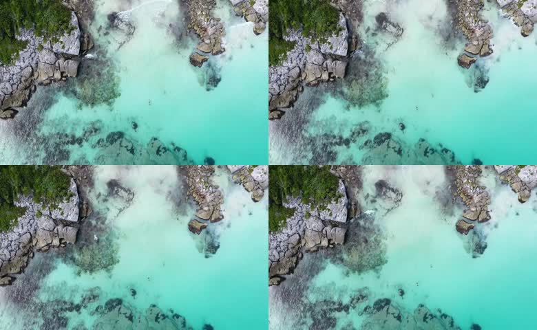 航拍清澈绿松石色近海