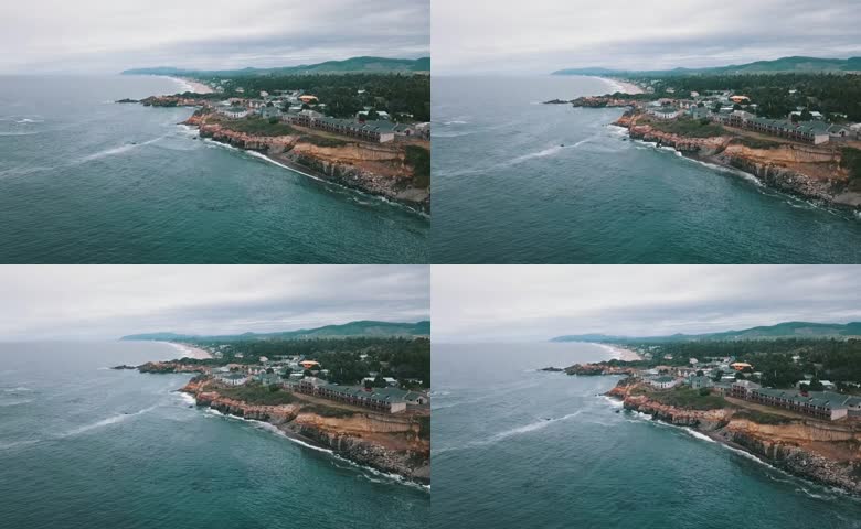 悬崖海岸海边小镇
