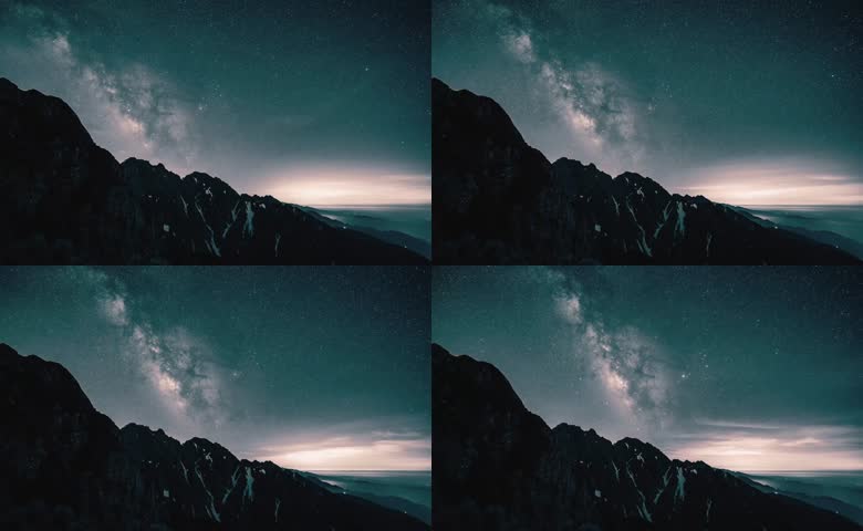 夜晚星空下的山峰