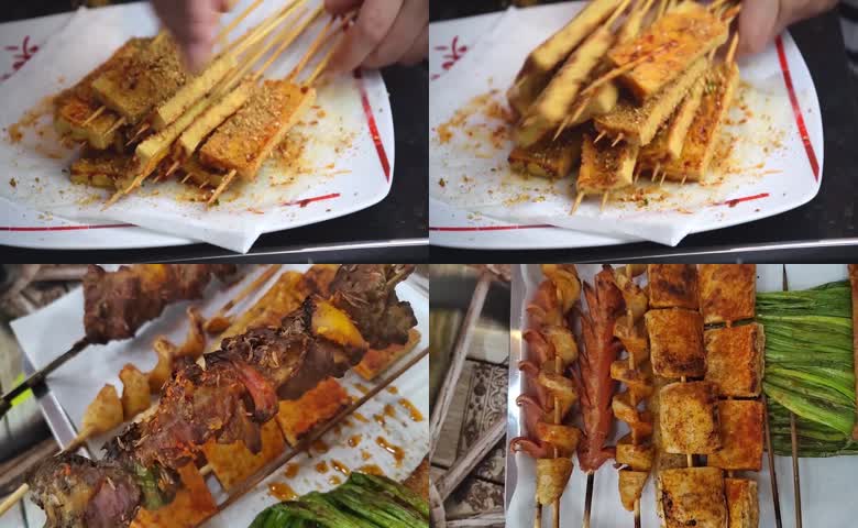 烧烤肉串豆腐韭菜