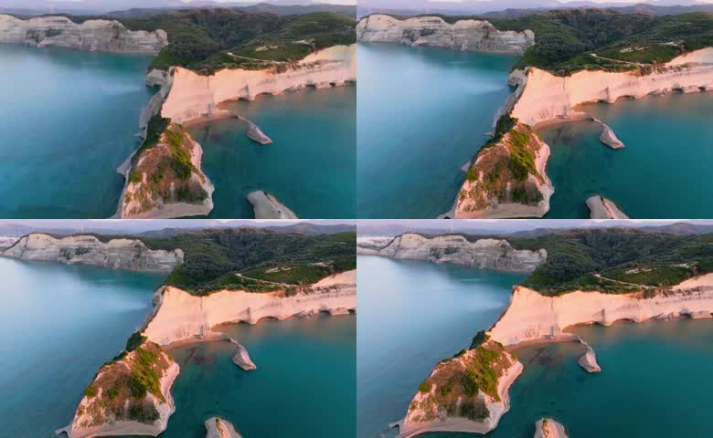 白色海蚀悬崖海湾航拍