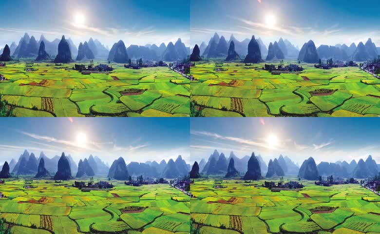 桂林田园峰林村落实景