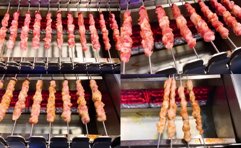 自动烤炉烤制肉串