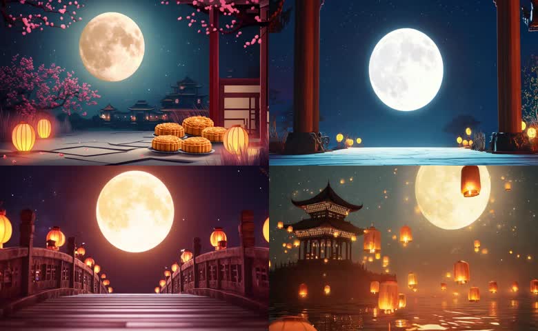 中秋月圆夜景