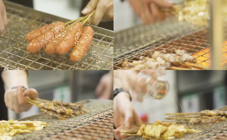 炭火烤制各色烤串