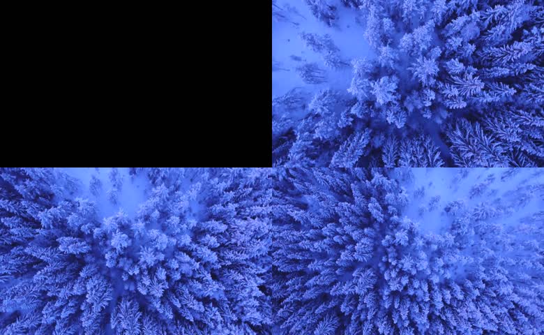 高空俯拍蓝调冰雪雾凇