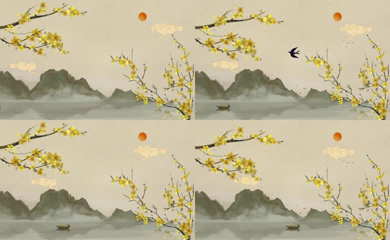 中国风山水无缝循环背景