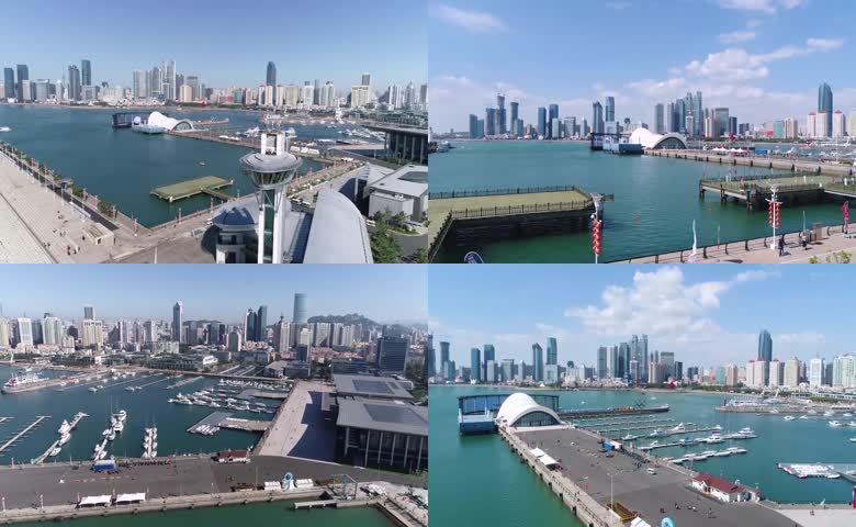 航拍青岛城市奥帆中心