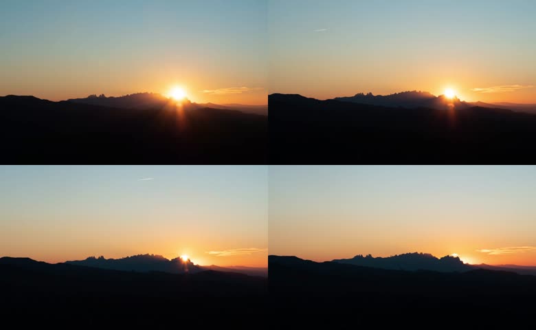 山脉夕阳落日余晖