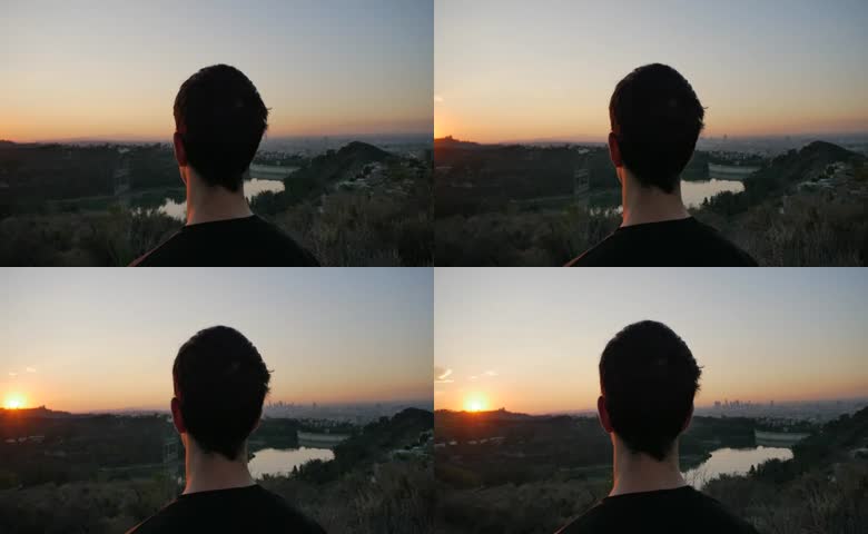 人物城市夕阳落日
