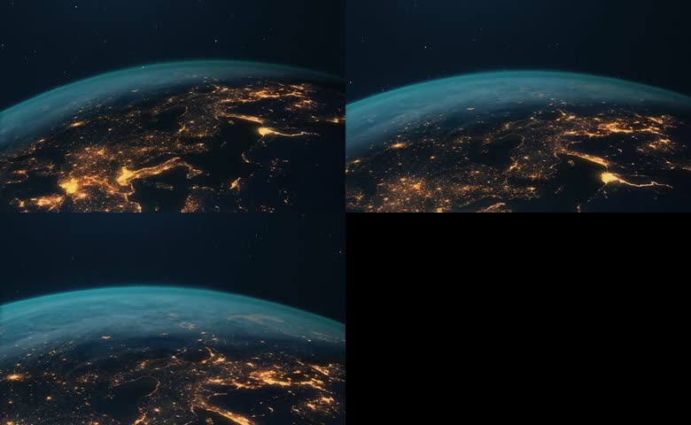 地球太空自转地球夜晚