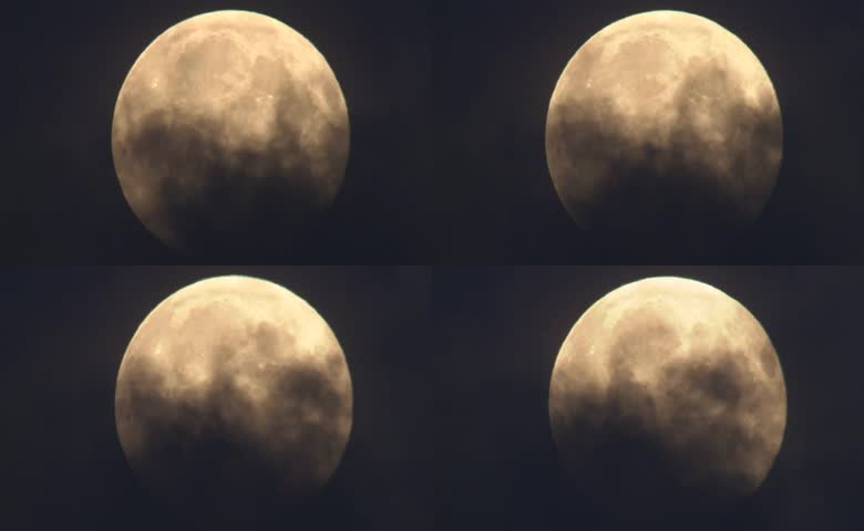夜晚高空月亮地貌实拍景观