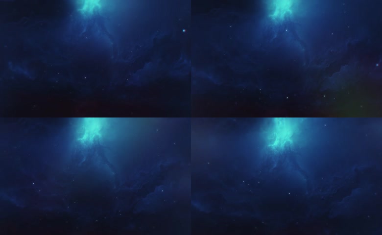 宇宙深处蓝色星云景观延时