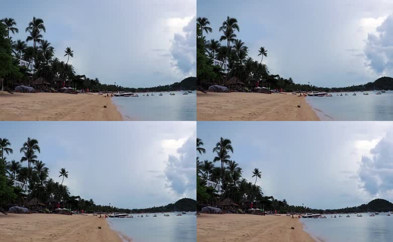 热带海岛海滨椰林度假风光