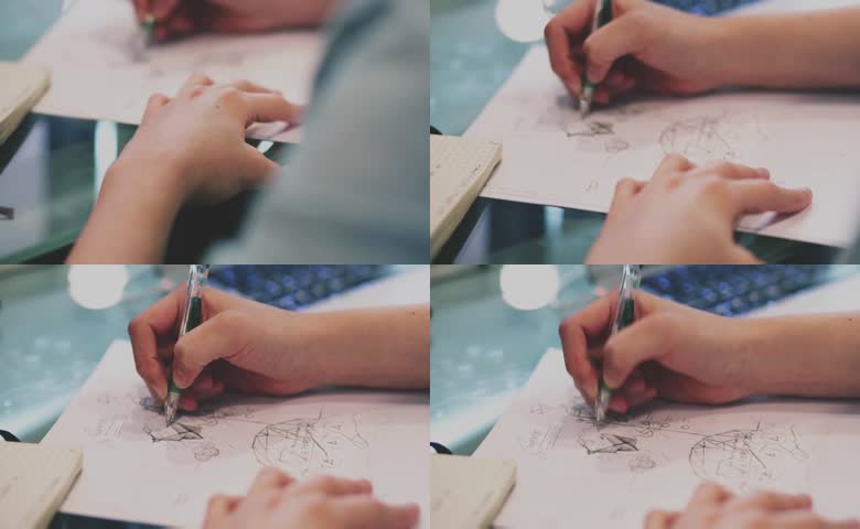 设计师桌面手绘创作设计草图