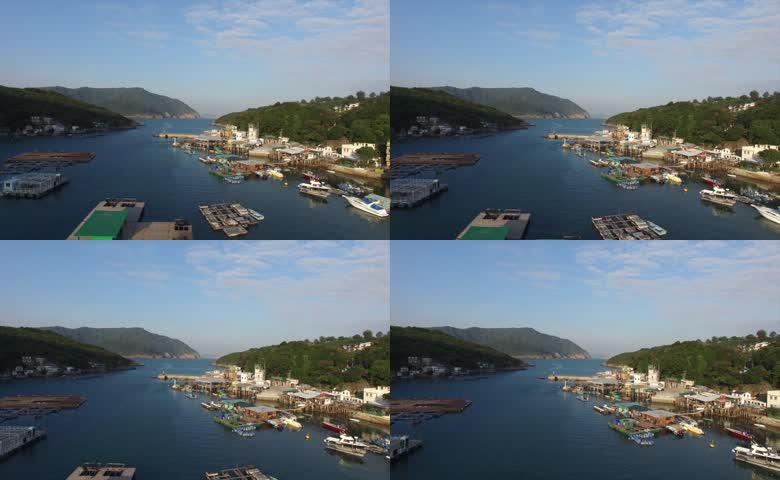 滨海渔村海湾自然风光