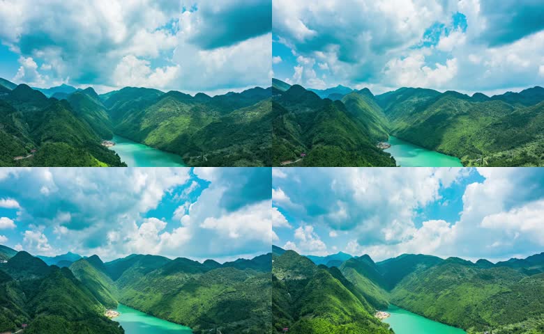 自然壮丽大气祖国山河蓝天白云延时航拍