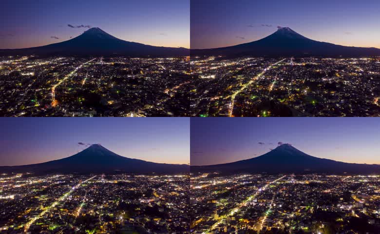 日本富士山夜景城市山脉