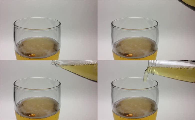 倒啤酒特写