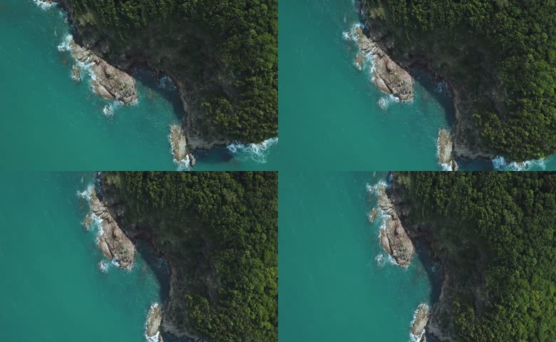 航拍碧绿大海海岸