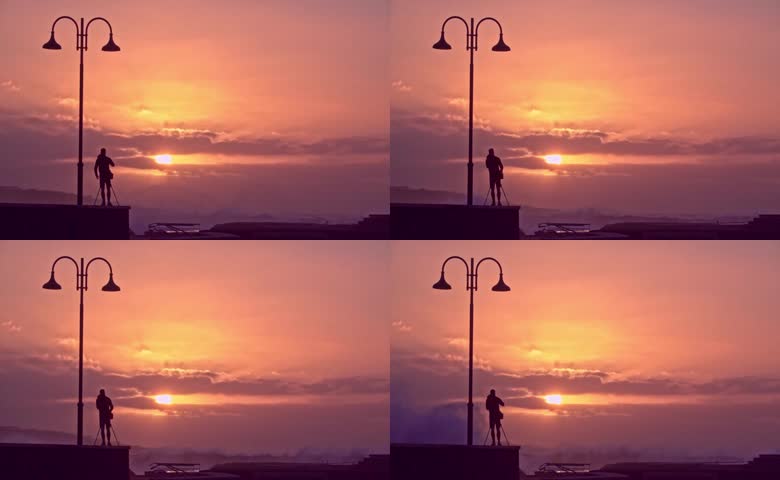 夕阳火烧云流云摄影人物