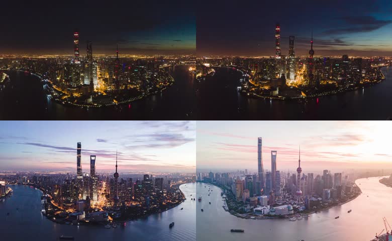 航拍上海夜景