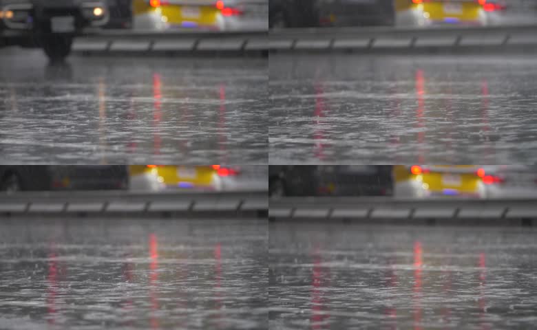 城市街道行程雨天下雨雨滴
