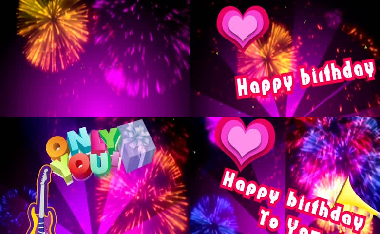 卡通风格生日元素动态效果
