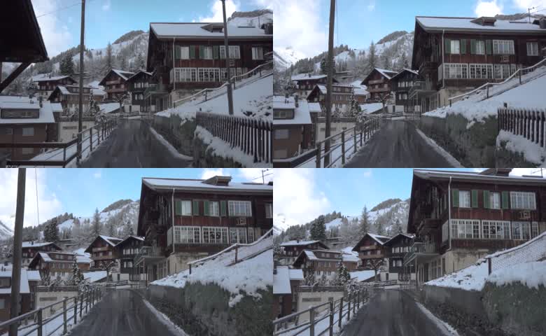 冬日雪景中的欧洲小镇