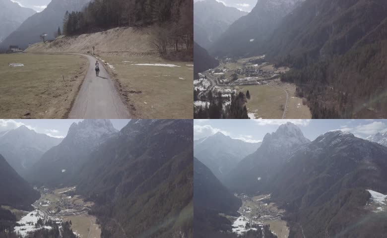 小镇与山脉绵延