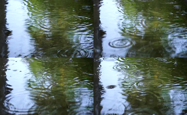 雨滴落水时涟漪荡漾