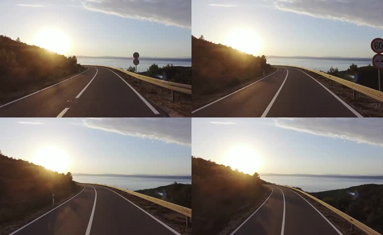 海边公路的日出美景