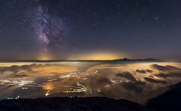 银河夜晚城市延时