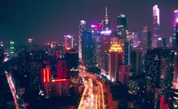 航拍广州CBD城市繁华夜景