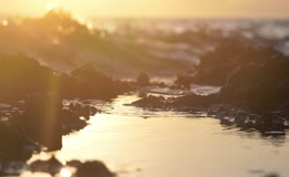 海边礁石日落风光