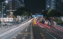 夜间天桥光影车流延时