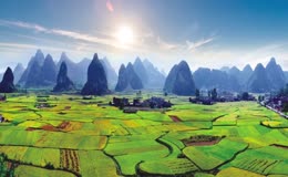 桂林田园峰林村落实景