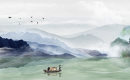中国风山水意境小船LED