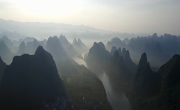 航拍广西桂林山水人文自然风光