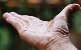 手接雨水的瞬间