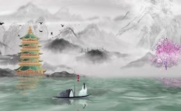 中国风水墨山水意境LED背景