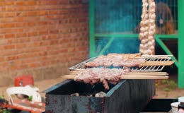 实拍烤羊肉串烧烤烤肉