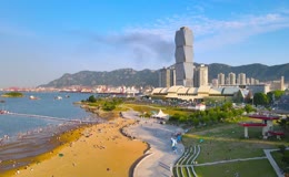 航拍连云港滨海新城滨海大道