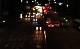 城市夜景中车流如织