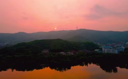 湖南长沙岳麓山景区的日落
