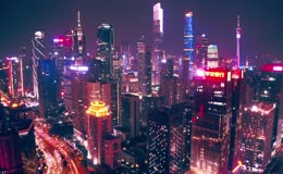 震撼航拍广州CBD城市繁华夜景2